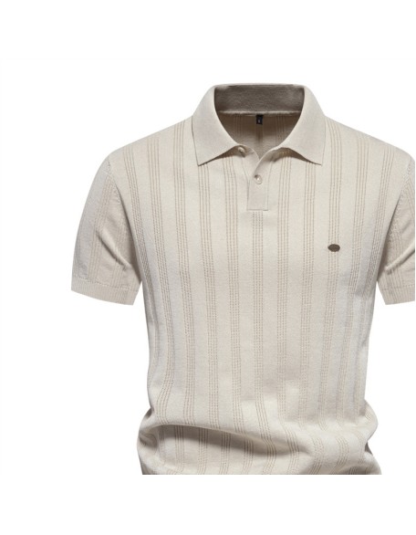 Mens Woolen Polo Sweater Knit Sweater Short Sleeve Lapel Men's T-Shirt Top