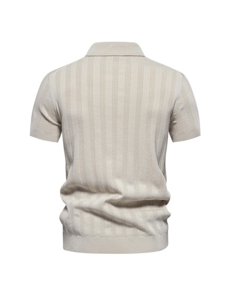 Mens Woolen Polo Sweater Knit Sweater Short Sleeve Lapel Men's T-Shirt Top