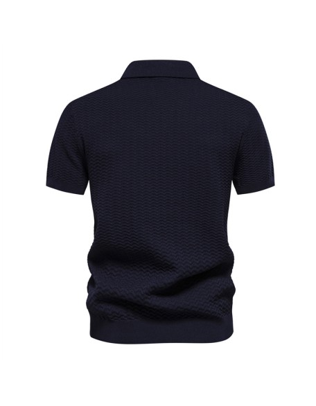 Men's Premium Feeling Striped Business Short Sleeve Thin Peplum Men's Lapel Tops