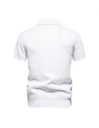 Men's Premium Feeling Striped Business Short Sleeve Thin Peplum Men's Lapel Tops