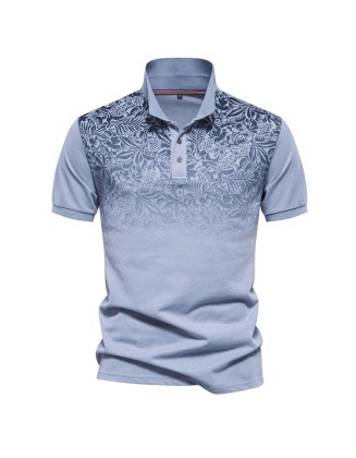 Printed POLO shirt business casual men's lapel gradient color cotton T-shirt