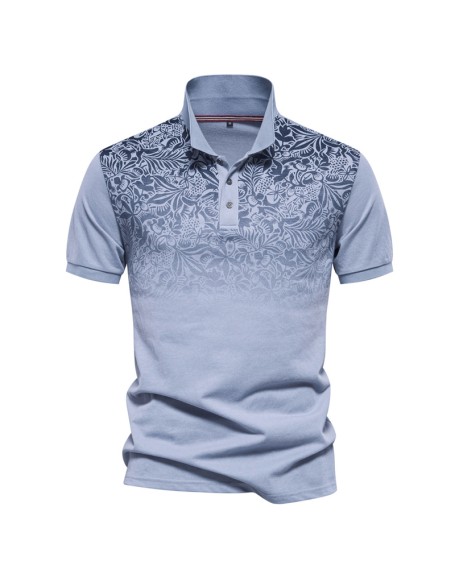 Printed POLO shirt business casual men's lapel gradient color cotton T-shirt