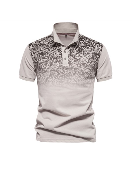 Printed POLO shirt business casual men's lapel gradient color cotton T-shirt