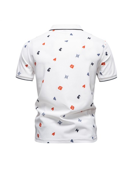 Men's POLO Shirt Letter All Over Printed Lapel Short Sleeve T-Shirt