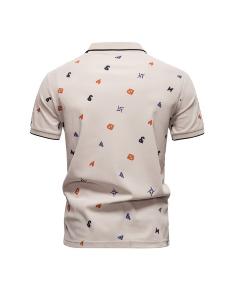Men's POLO Shirt Letter All Over Printed Lapel Short Sleeve T-Shirt