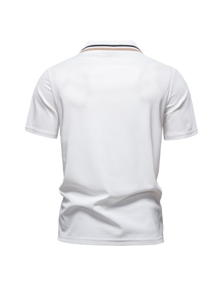 Short-sleeved polo shirt men's striped lapel business casual men's tops