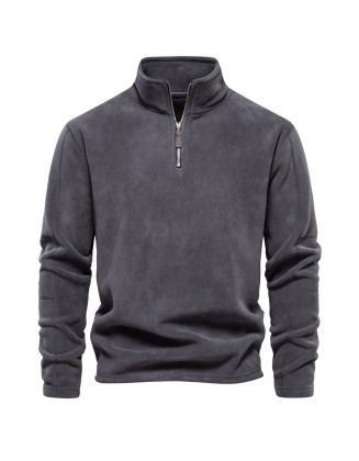 Men's stand-up collar half-zipper long-sleeved sweater trendy versatile men's shaker tops