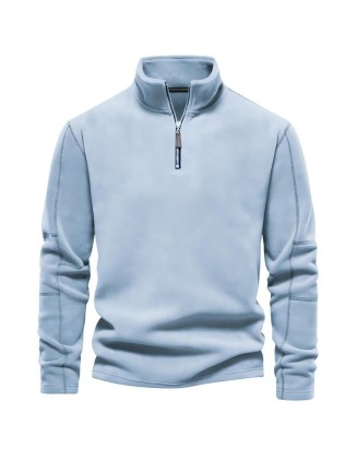 Men's stand-up collar half-zipper long-sleeved sweater trendy versatile men's shaker tops