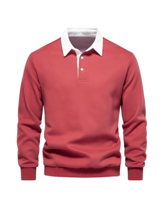 New long-sleeved polo neck sweatshirt trend men's high quality casual versatile