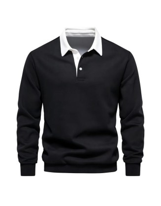 New long-sleeved polo neck sweatshirt trend men's high quality casual versatile
