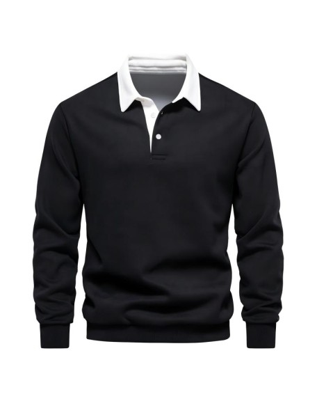 New long-sleeved polo neck sweatshirt trend men's high quality casual versatile