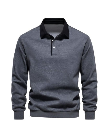 New long-sleeved polo neck sweatshirt trend men's high quality casual versatile
