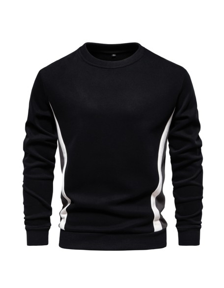 New men's long-sleeved patchwork sweater men's casual Slim round neck sports pullover shirt