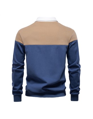 New Long Sleeve Polo Neck Sweatshirt Men's High Quality Casual Men's Sweatshirt