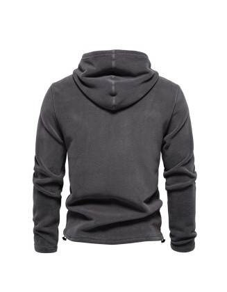 New men's long-sleeved hooded sweatshirt trend versatile shaker fleece warm tops
