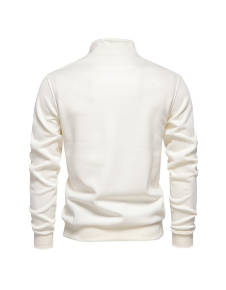 Mens Long Sleeve Half Zip Sweatshirt Casual Solid Color Pocket Decoration Top